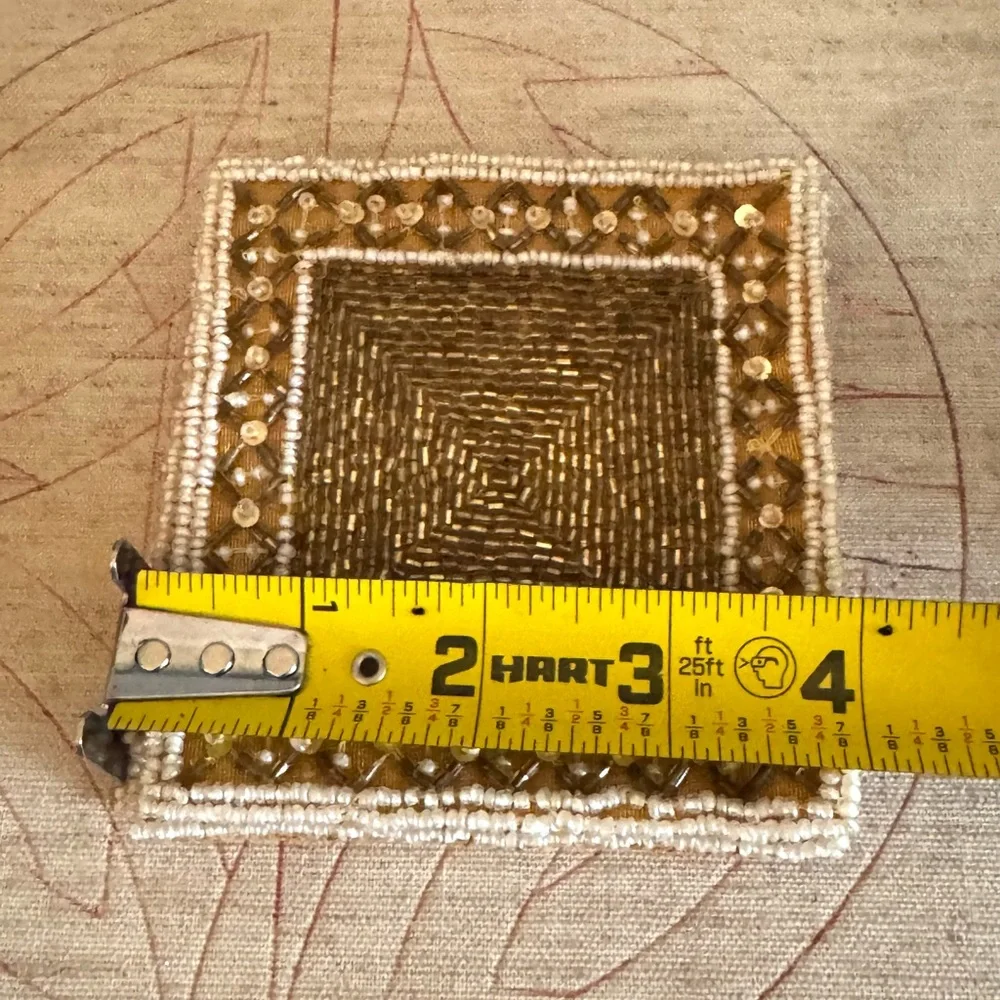 Gold Yellow Beaded Coaster's 4 pc Bohemian Boho